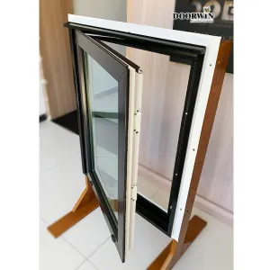 Doorwin 2021Doorwin custom color shape pvc profile thermal broken aluminium casement window with foldable crank handle