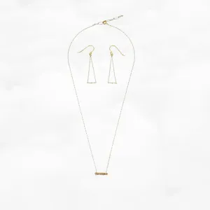 Radiance Floating Necklace and Triangle Earrings Set (Champagne)