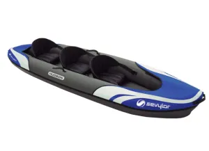 Sevylor Hudson Inflatable Kayak with 2 x Bravo KC Compact Paddles, Bravo 4 Pump & 2 x Baltic Canoe Buoyancy Aids - 2   1 Persons - New 2024 Model